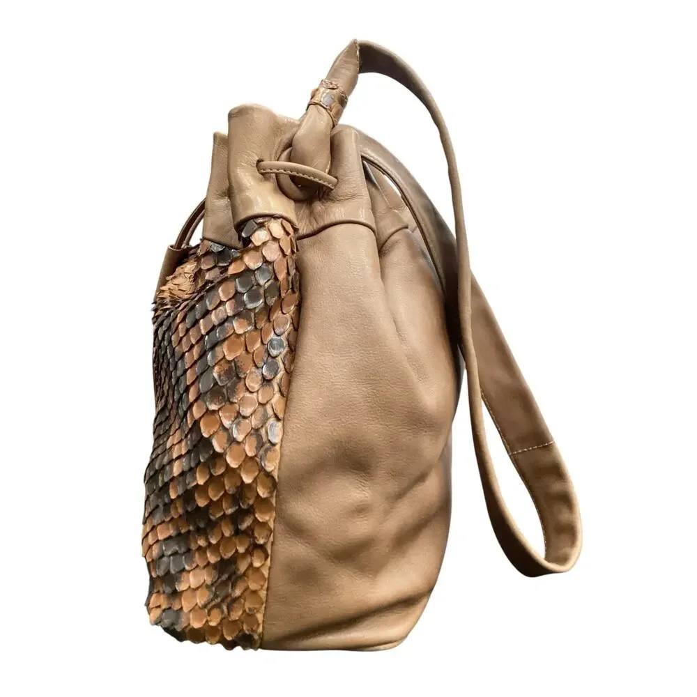 VTG Aleda Borse Bag Women’s One Size Anaconda Snake Skin Shoulder Style Brown